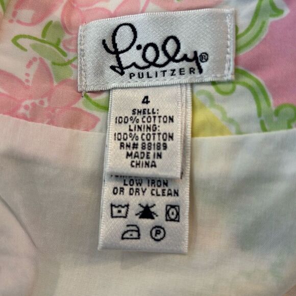 Lilly Pulitzer Floral Patch Hanky Panky A line skirt Sz 4 pink/green - Picture 6 of 9